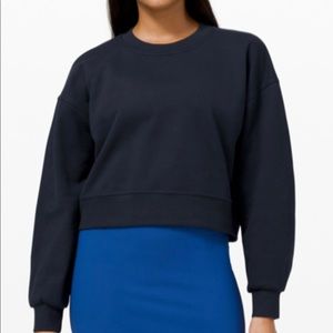 lululemon 🍋 perfectly oversized crop crew - true navy - 8